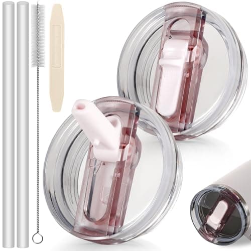 ANTAND 30oz Flip Straw Lid for Stanley Quencher H20 Tumbler 2 Pack Leak Proof Lid Replacement No Spill Cover for Stanley Cup Accessories ProTour Rose QuartzRose Quartz
