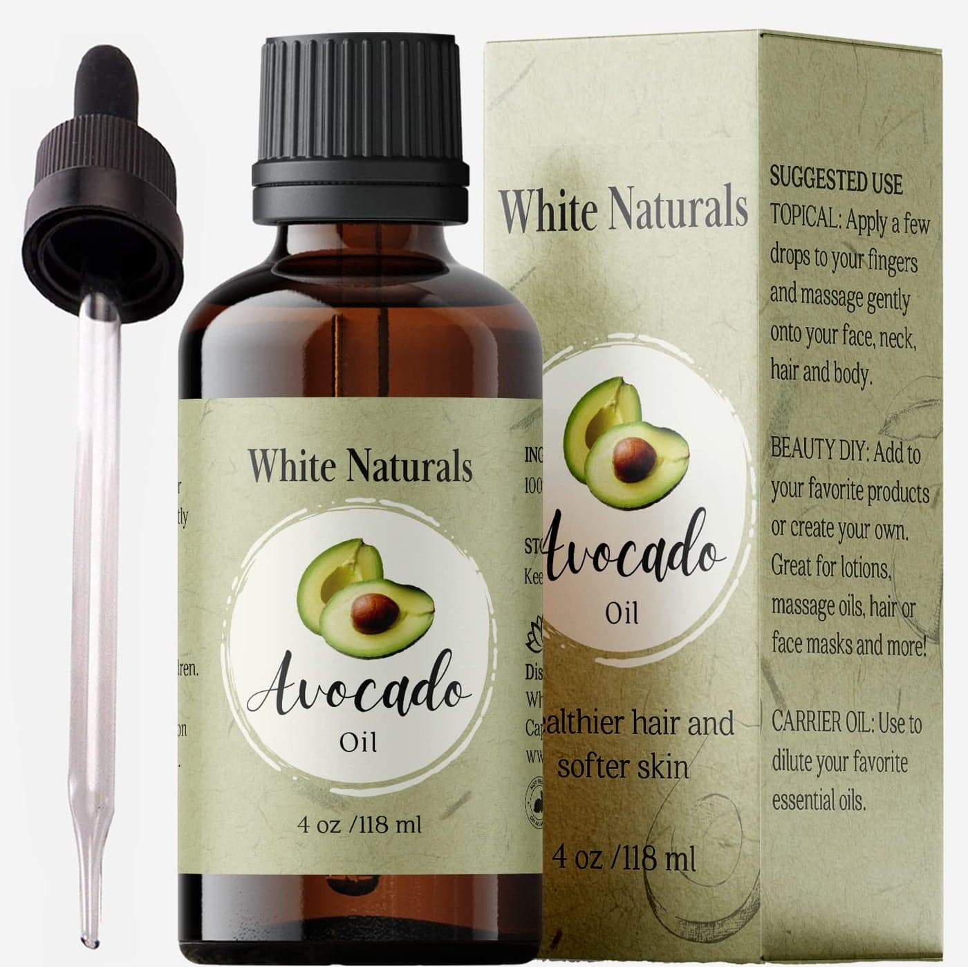 Organic Avocado Oil Unrefined Virgin 100 Pure Natural Cold Pressed Moisturizing for Skin Care Massage Hair Growth and to Dilute Essential Oils Carrier Oil For Aromatherapy 4oz