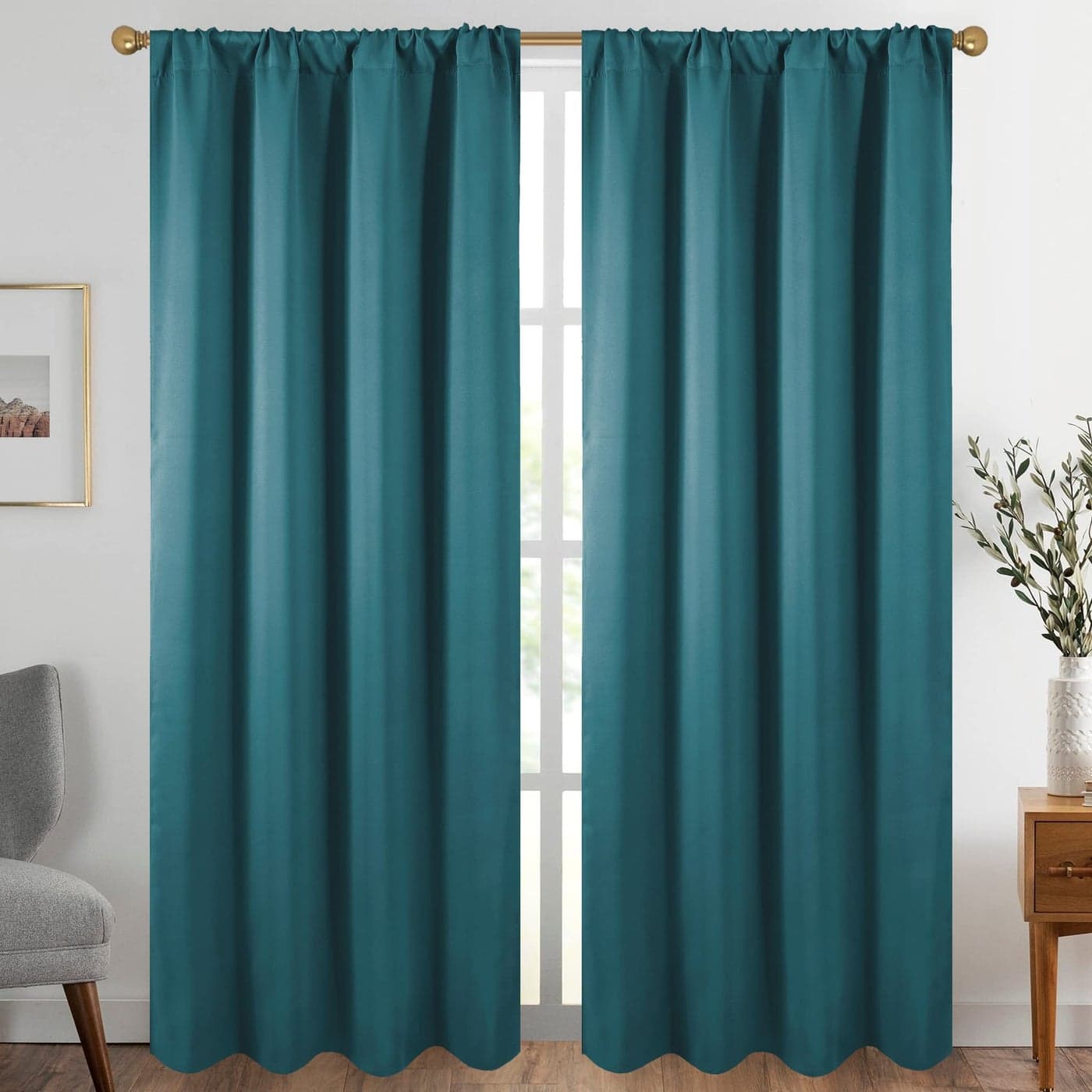 Diraysid Sea Teal Blackout Curtains for Bedroom and Living Room Thermal Insulated Room Darkening Curtains Drapes 52 x 84 2 Panels