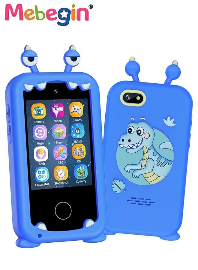 2.8 Inch Kids Educational Smartphone with 8GB SD Card, Adorable Silicone Phone Case and Lanyard, Multifunctional Phone Toy with Dual Camera, Games and Music Player, Creative Travel Toy for Kids, Ideal Gift for Kids Aged 3+, 11*6*1.5cm