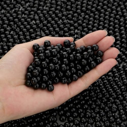 DUQGUHO Black Beads for Bracelets 8mm Black Pearls with Holes Bracelet Making Bulk Beads 500PCS Plastic Beads for Jewelry Making Black Craft Beads Hair Beads for Braids