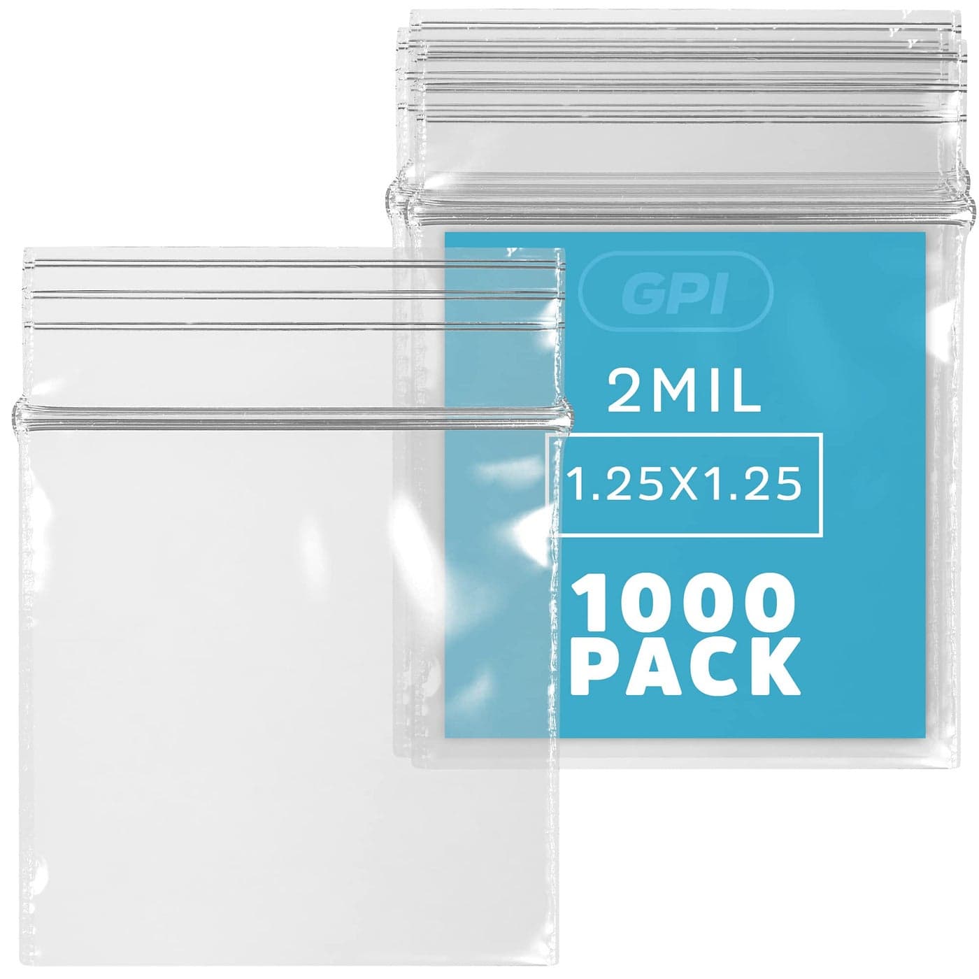 1000 Count 125 x 125 Small Zip Bags Mini Reclosable Zipper Baggies 2 Mil Clear Plastic Resealable Storage Bags with Zip Top Lock for Packaging Jewelry Diamonds Pills Beads Seeds GPI