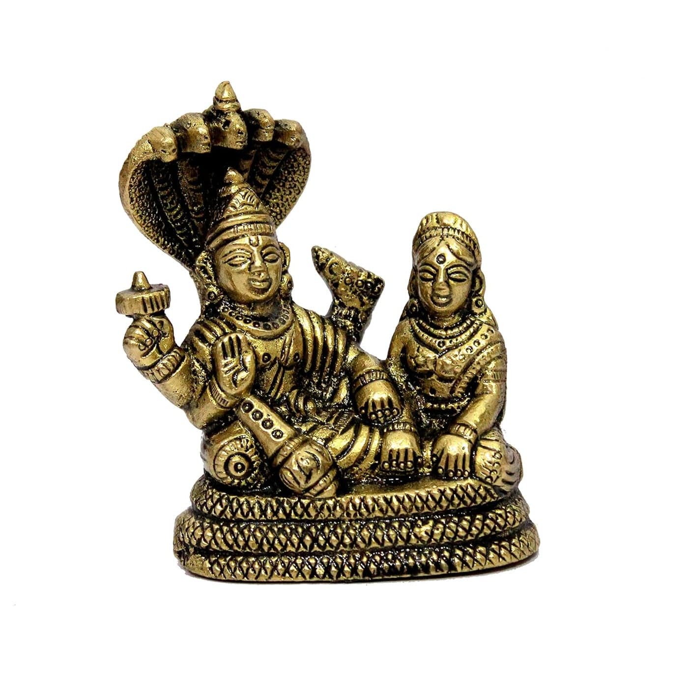 ESPLANADE Brass Vishnu Laxmi in Ksheer Sagar Lakshmi Narayan Murti Idol Statue Sculpture Golden 31 Inches