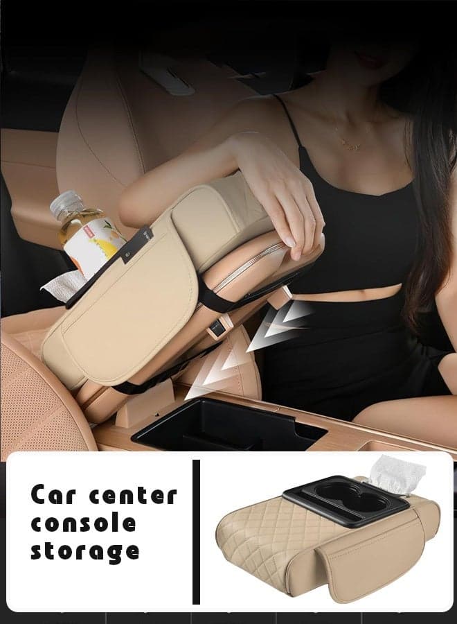 Multifunctional vehicle-mounted height-enhancing integrated armrest box pad