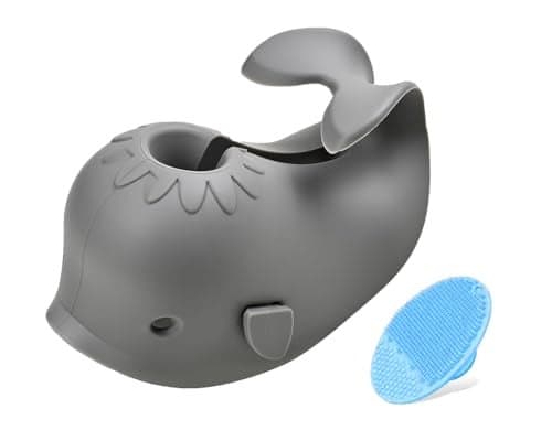 Mandoo Faucet Cover Bathtub Baby Bath Spout Cover for Baby Bath Faucet Cover for Kids Tub Spout Cover Bathtub Faucet Cover Kids Safety Protection Baby Universal Bath Silicone Toys Whale Grey