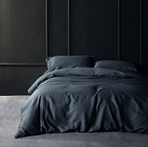 Solid Color Egyptian Cotton Duvet Cover Luxury Bedding Set High Thread Count Long Staple Sateen Weave Silky Soft Breathable Pima Quality Bed Linen (Dark Slate, Queen)
