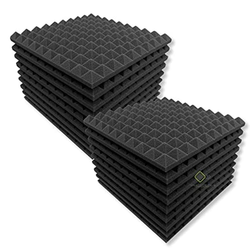 YGM Acoustic Foams® Pyramid Soundproofing Studio (Set of 18 ) Acoustic Foam 1'x1' - 1 Inches (Black)