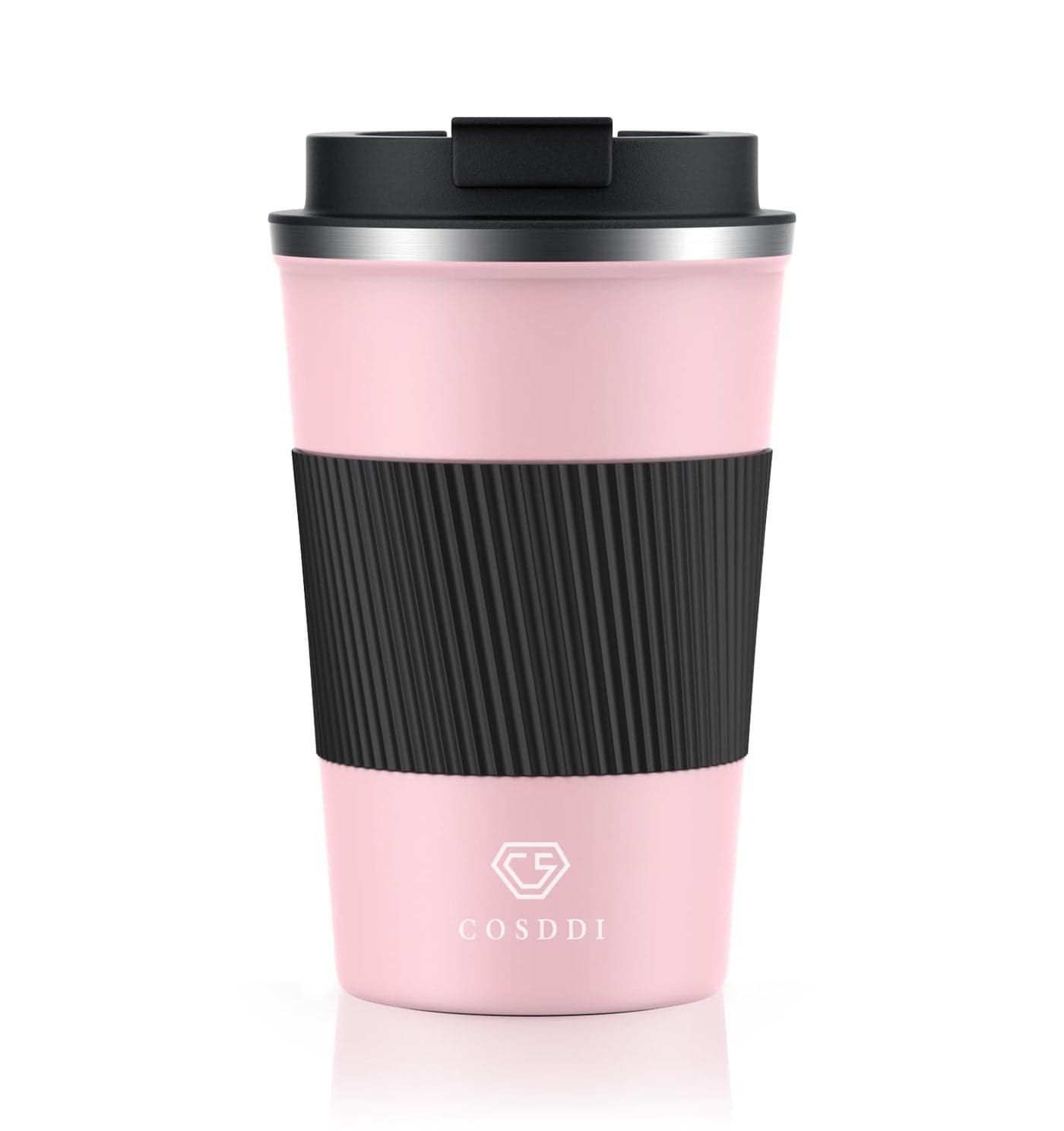 CS COSDDI Travel Mugs Insulated Coffee Cup with Leakproof Lid Reusable Coffee Cups Travel Car Coffee Cup Stainless Steel Coffee Mug for Hot and Cold Water and Tea 380ml