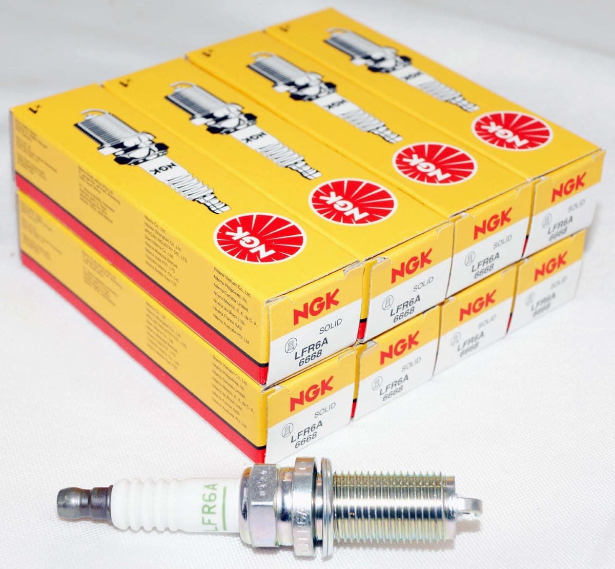 NGK Spark Plug LFR6A 6668 Pack of 8 Watercraft FX FZR FZS VX VXR VXS Reach 265mm Hex Size 16mm Gap 09mm Resistor Value 5K Ohm