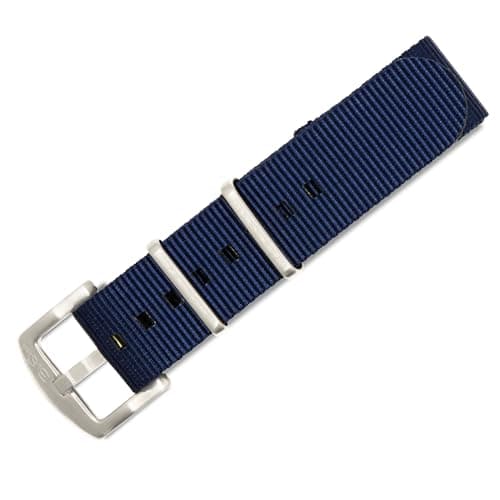 BluShark Original Collection MilitaryStyle Waterproof Watch Strap Fits All Timepiece Brands Durable Nylon Wristwatch Accessories Navy Blue 20mm Brushed Buckle