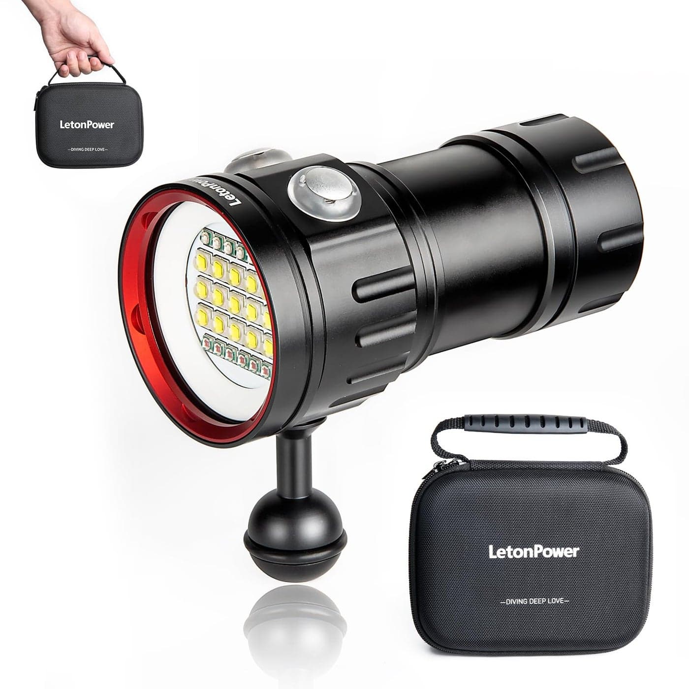 LetonPower B15 Dive Light Underwater Flashlight 8000Lumens Underwater Video Lights 80m Scuba Dive Light Diving Flashlight for Under Water Sports,Underwater Video Shooting and Photography