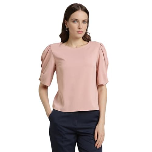 Van Heusen Women's Regular Fit T-Shirt (VWTSURGFR89897_Pink