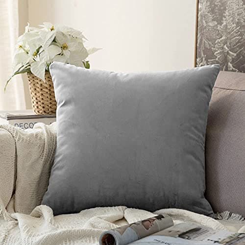Khooti Velvet Cushion Cover, 30x30 | Light Grey | Pack of 1 | Solid Plain Soft & Smooth, Decorative Cushion Covers for Living Room, Bedroom, Couches, Chairs, Sofas, Beds & Home Decor
