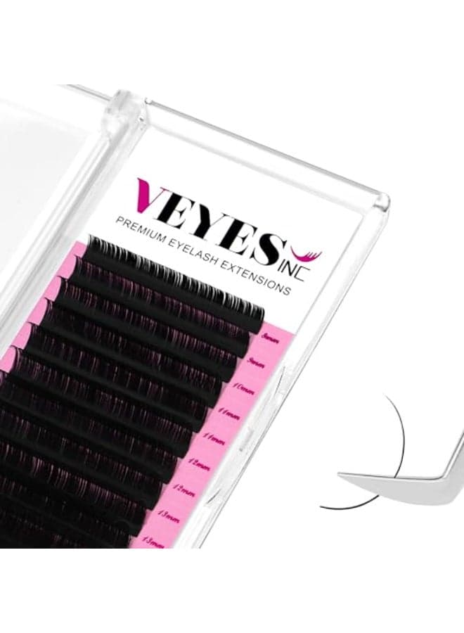 VEYES INC Classic Volume Lash Extensions 003020 JBLCCCDDD Curl 525mm Mixed Single Length Tray Premium Silk Eyelashes Professional Supplies for Lash TechsMatte Black 007 CC 1520mm