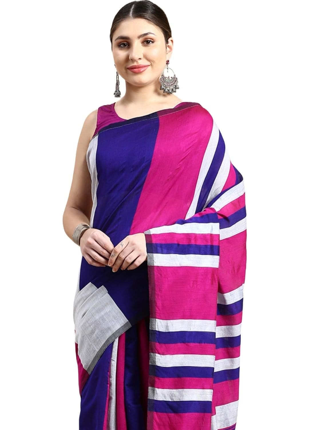 dB DESH BIDESH Women`s cotton silk saree handloom party, wear chiffon georgette banarasi silk sarees for women mysore silk fancy latest, collection wedding sarees for women (Ink Pink Silver)
