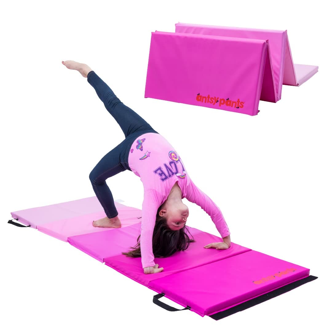 Flybar Antsy Pants Tumbling MatGymnastics MatEasy to Clean Gym MatSturdyFoldable Tumbling Mat for KidsPaddedPortableCarrying HandleGymnastics Equipment for Activity Play Pink Ombre Colors