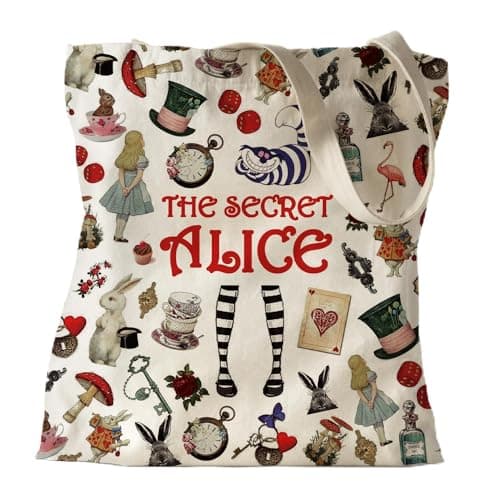 ZHANTUONE Fairy Tale Funny Canvas Large Shopping Capacity Grocery Tote Bag, Reusable with Zipper Inner Pockets, Gifts for Friends Coworker Bestie, Movie Lover Fairy Tale Fans
