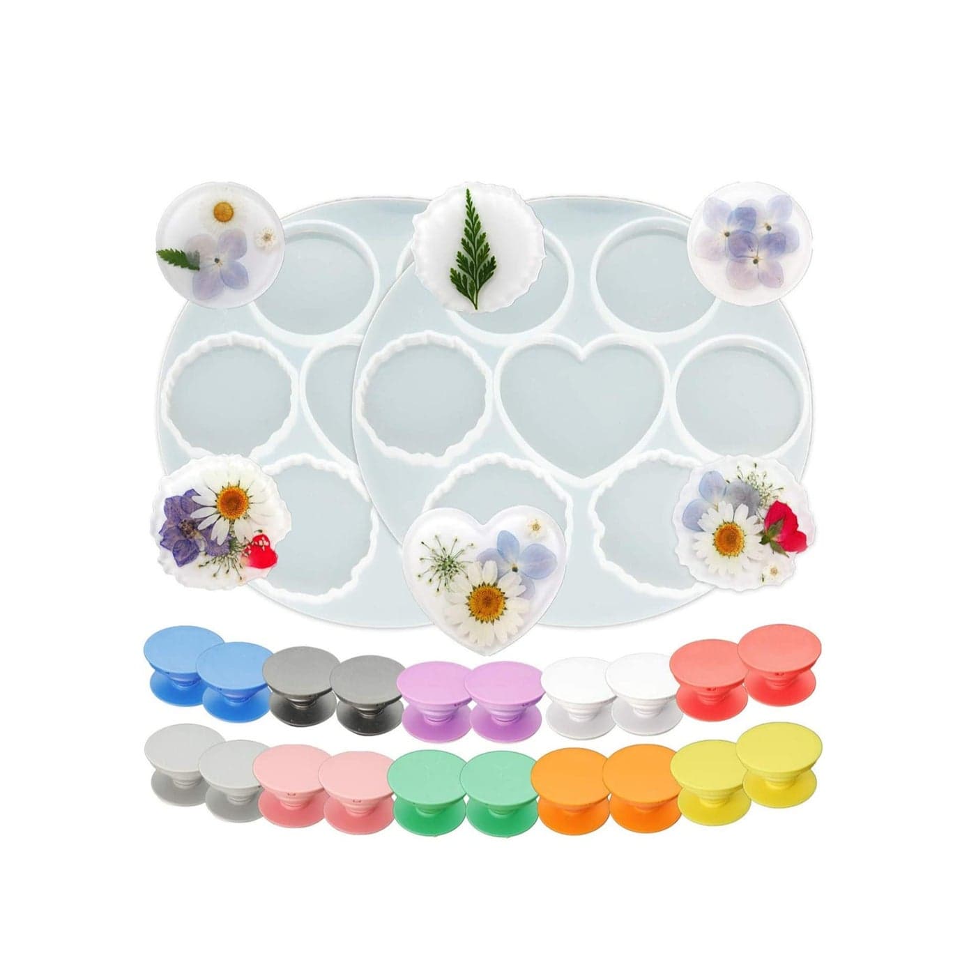 Epoxy mold Resin Moulds DIY Clear Silicone Epoxy Resin Molds for Pendants Jewelry Making DIY Craft with Casting Molds Tools Set For Aromatherapy Candle Epoxy Resin Real Dried Flower Dry Plants