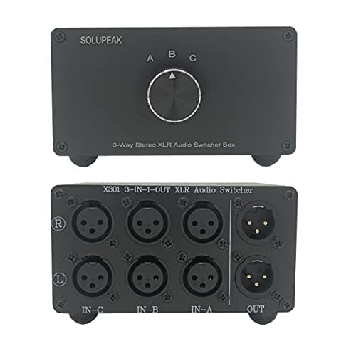 SOLUPEAK 3-Way XLR Stereo Audio Switch Box, Balanced Audio Converter, Passive Signal Source Audio Input Selector Switcher Splitter Box 3 in 1 Out (X301)