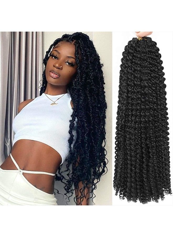 Passion Twist Hair 24 Inch 8 Packs Water Wave Crochet Hair Black Passion Twists Braiding Hair Long Bohemian Spring Twist Hair Crochet Braids Synthetic Hair Extension (24 Inch, 1B#)