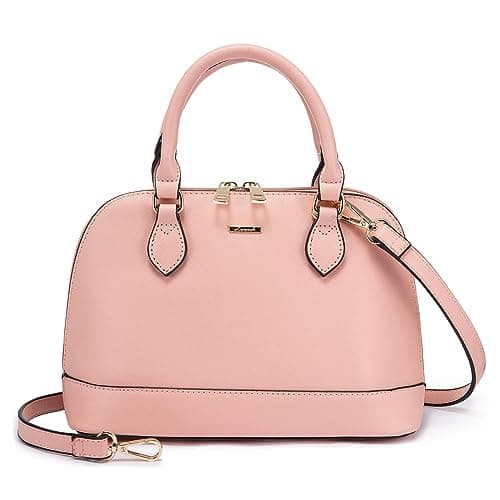 Small Crossbody Bags for Women Classic Double Zip Top Handle Dome Satchel Bag Shoulder Purse Pink