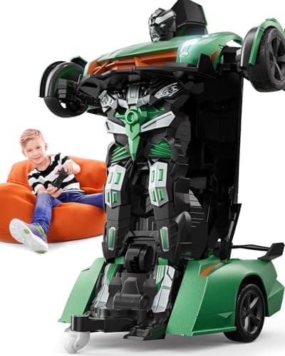 Veeniix V992 Transform Remote Control Car 2in1 Transform Robot RC Cars114 ScaleRobot Toy Car with Sound LightGesture SensingAutomatic DeformationGifts Toys for Boys and Girls 46Green