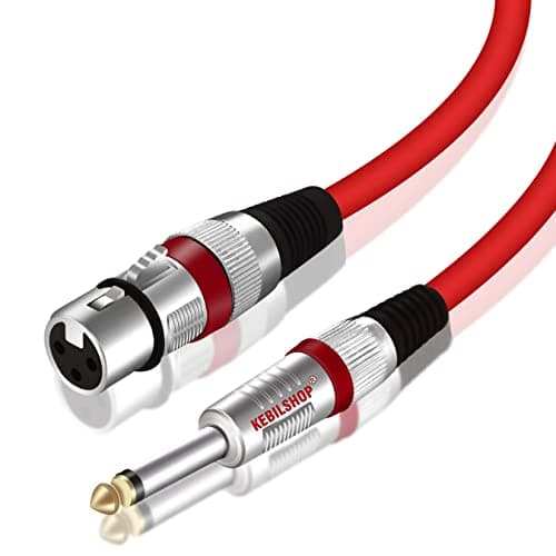 KEBILSHOP Mic Cable 6.35mm Jack Male To XLR 3PIN Female Cord Wire For Microphone/Guitar Cable 20 Meter.Red,1pc pack. (20 Meter/65.6 Feet) Red Cable