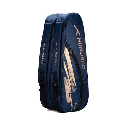 Hundred Cosmogear Badminton Kit-Bag (Navy)|Double Zipper|Bag with Front Zipper Pocket Polyester