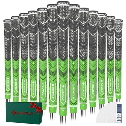 Gowolf Golf Grip Cord Rubber Multicompound Golf Driver Irons Club Choose 13 Grips with 15pcs Tapes Or Full Kit choose one Green Standard