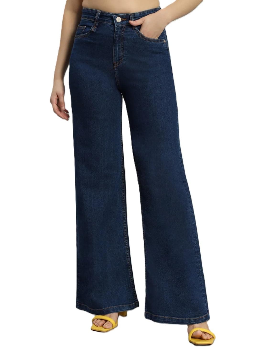 ADBUCKS Women High Rise Straight Fit Stretchable Jeans (40, Dxblue)