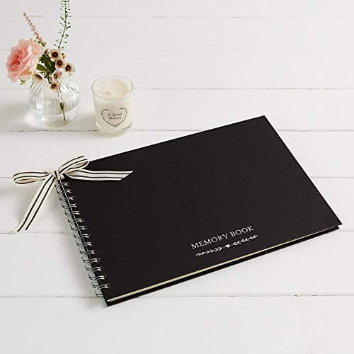 ANGEL DOVE Luxury 12 x 8 Funeral Memory Book Black Remembrance Condolence Memorial