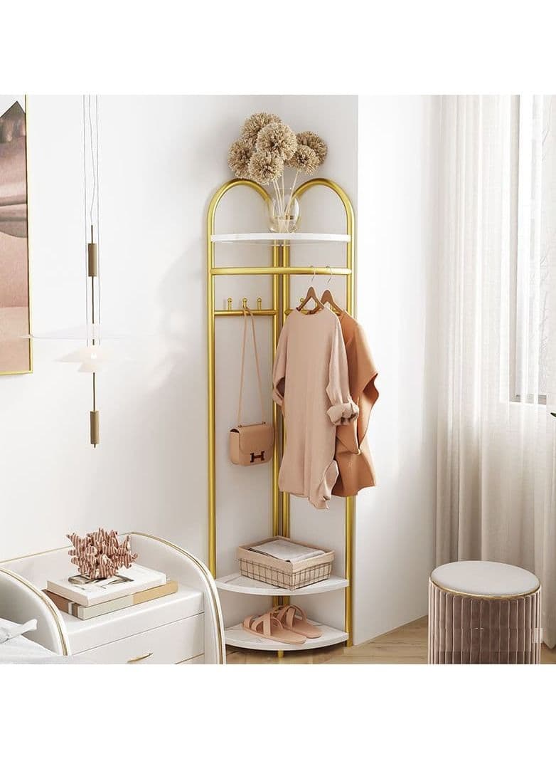 Light Luxury Bedroom Corner Coat Rack Floor Iron Hanger Nordic Home Storage Rack Simple Corner Hanging Clothes Storage