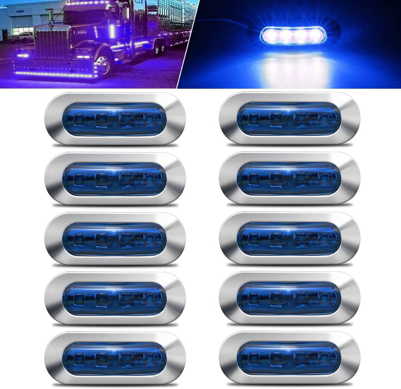 ALFU 10PCS Blue LED Side Marker Indicator Lights