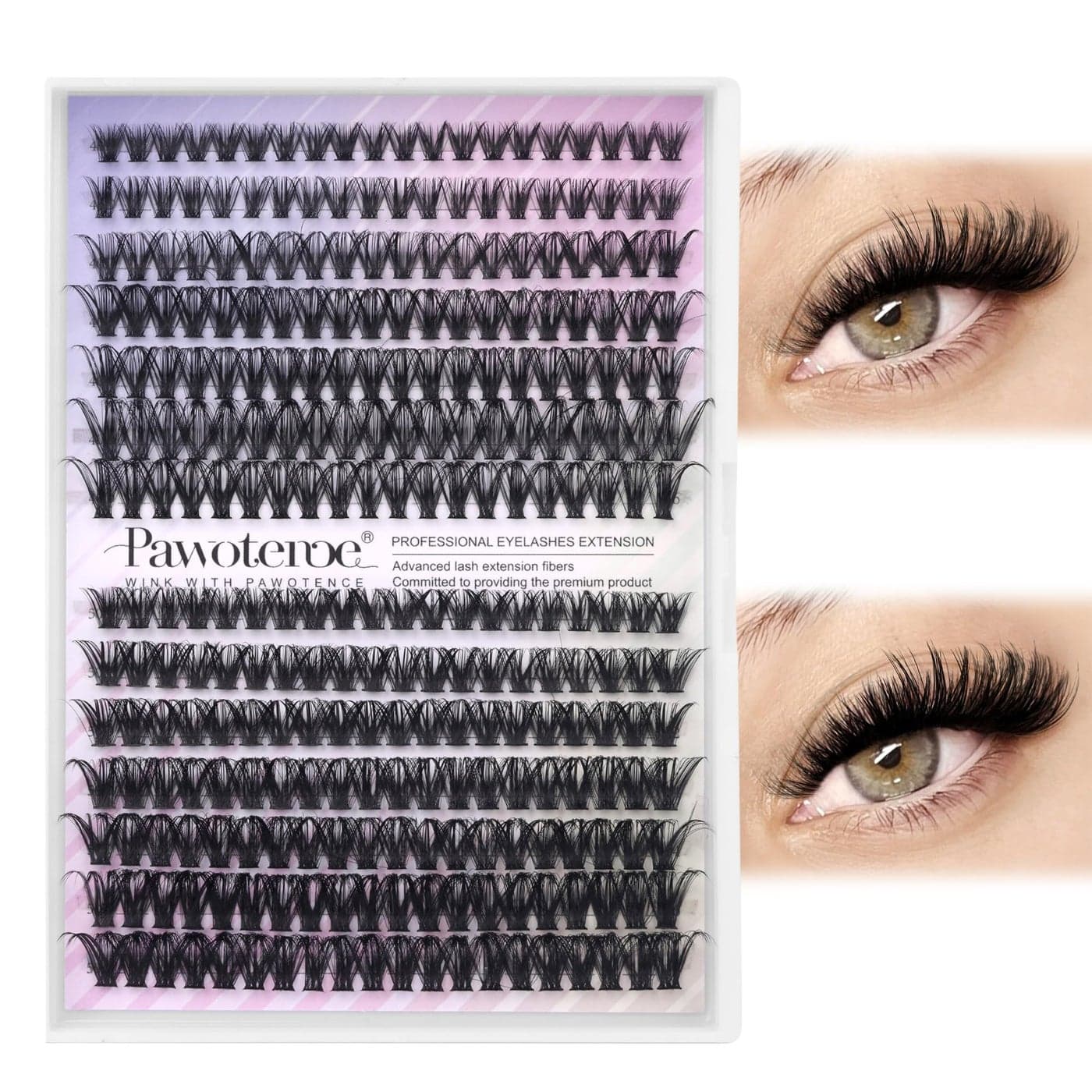 Pawotence Lash Clusters 280pcs Cluster Eyelash Extensions 40D 50D Eyelash Clusters Lash Extension 816mm Individual Lashes for Self Application at Home 40D50D 007D 816mm
