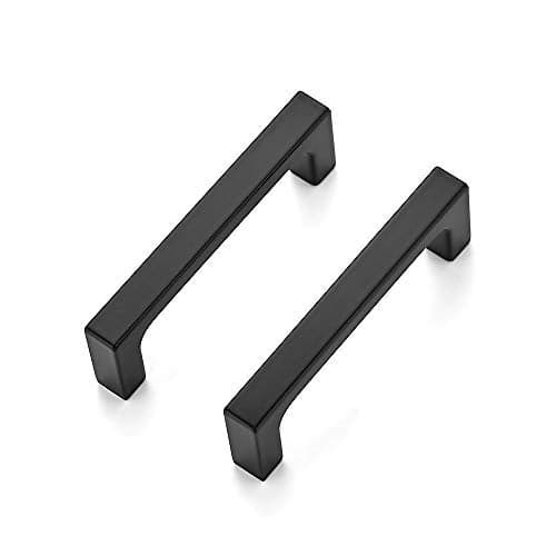 Ravinte 60 Pack Solid 3-3/4 Inch Kitchen Square Cabinet Handles Matte Black Pulls Drawer Pulls Kitchen Cabinet Hardware Flat Black Handles