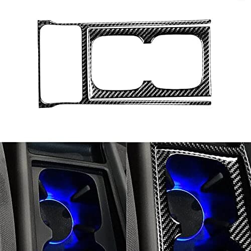TEAMWILL Black Carbon Fiber Watercup Panel Trim Cover Decor for Honda Civic 8th 2006-2011