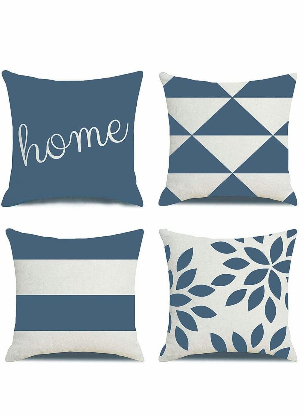Throw Pillow Covers, 4 Pcs Cotton Linen Farmhouse Home Decor Square Geometric Abstract Accent Cover Decorative Cushion Modern Outdoor Indoor Case for Couch Sofa Chair