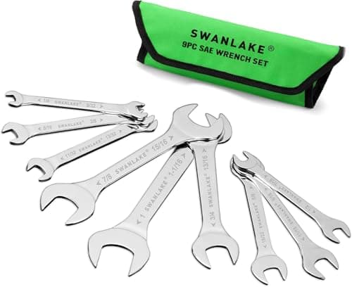SWANLAKE 9piece SuperThin Open End Wrench Set SAE 14 932 516 38 1132 1332 716 12 916 1116 58 1932 34 1316 78 1516 1 1116 with Rolling Pouch