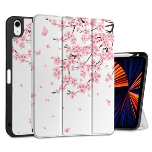 MEEgoodo for M4/M3/M2 iPad Air 11 inch Case 2026 2025 2024,Case for iPad Air 5th Generation/iPad Air 4th Gen 10.9 inch 2022 2020, Tablet Cover with Soft TPU Back Shell, Cherry Blossoms