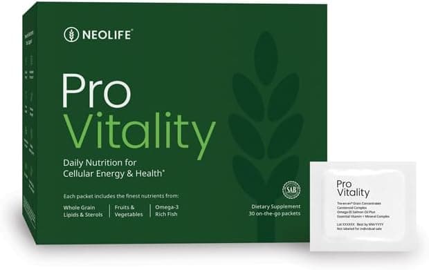 NeoLife Pro Vitality Daily Nutrition for Cellular Energy Multivitamin for Women Men OmegaIII Salmon Oil Carotenoid Complex 21 Essential Vitamins Green 30 Packets