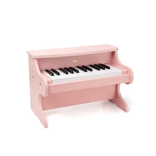 ZIPPY Kids Piano Keyboard 25 Keys Digital Piano for Kids Mini Music Educational Instrument Toy Wood Toy for Toddlers Girls Boys Pink