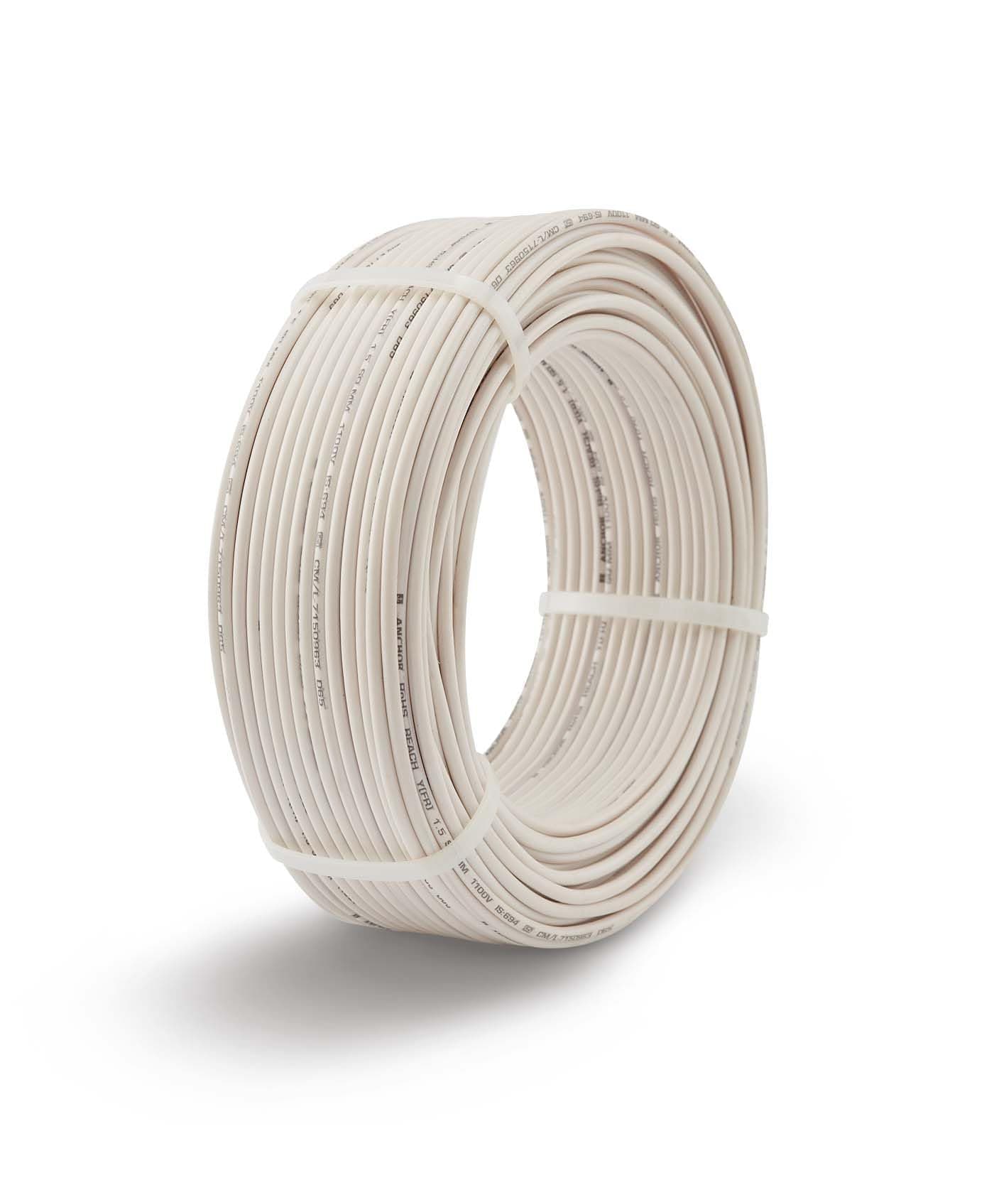 Anchor by Panasonic Advance FR Electric Wire, 1 sq mm PVC Insulated Copper Wire for Home Wiring, 90 Meter Electric Wire Cable for Industrial and Domestic Connections (White, 27390WH)