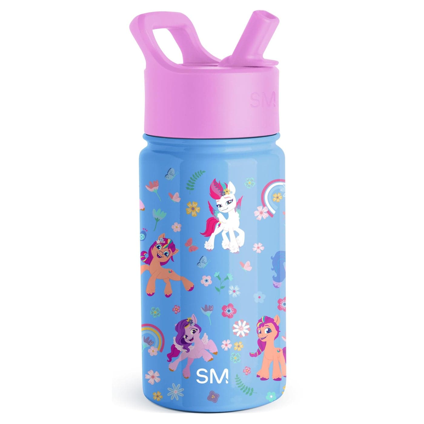 Simple Modern Kids Summit Water Bottle with Straw Lid My Little Pony 14oz Stainless Steel Cup Insulated Tumbler for Girls School Garden of Rainbows