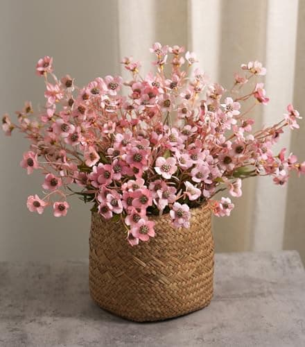 florisso Artificial Wild Flowers Indoor 12 Pcs Long Stems Fake Flowers Pink Silk Faux Flowers for Vase Filler Table Centerpiece Floral Arrangement Home Decor Pink