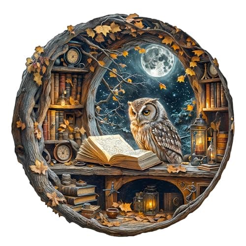 WOODBESTS Wooden Puzzles for Adults Moonlit Owl Wooden Jigsaw Puzzle Unique Animal Wood Puzzles Adult Xmas Puzzle Gifts for Puzzles Lovers200 Pcs M 114x114