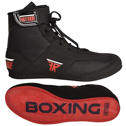 FISTRAGE Leather Kick Boxing Shoes Fighting Sports Master Training Mesh Unisex Pro Men's and Youth Genuine Boot Light Weight | Black Color Boxing Shoes for Adults (Black Low-Top, 39)