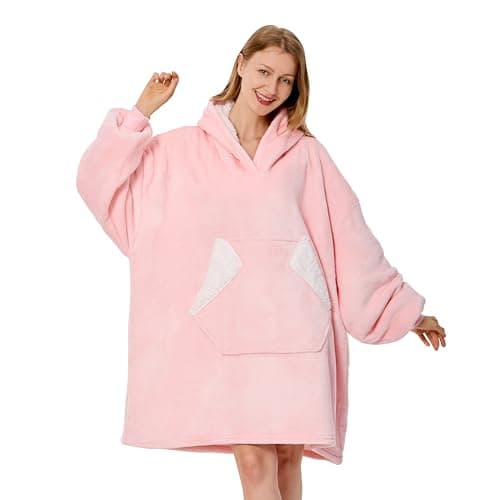 Ramees Wearable Blanket Hoodie, Oversized Sherpa Fleece Sweatshirt Blanket with Sleeves and Pockets