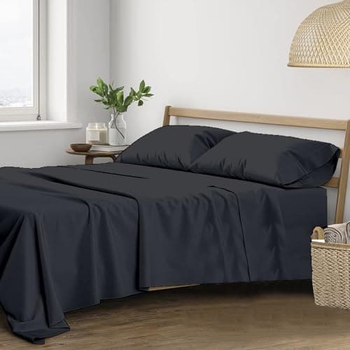 Trance Home Linen Pure 100% Cotton 400TC Plain King Size Bedsheet with 2 Pillow Covers (108 x 108 Inch | 9ft x 9ft, Dark Grey)