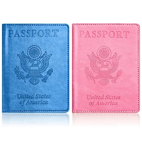 Eoehro 2Pack Passport Holder Wallet Cover Case, Travel Essentials for Women and Men
