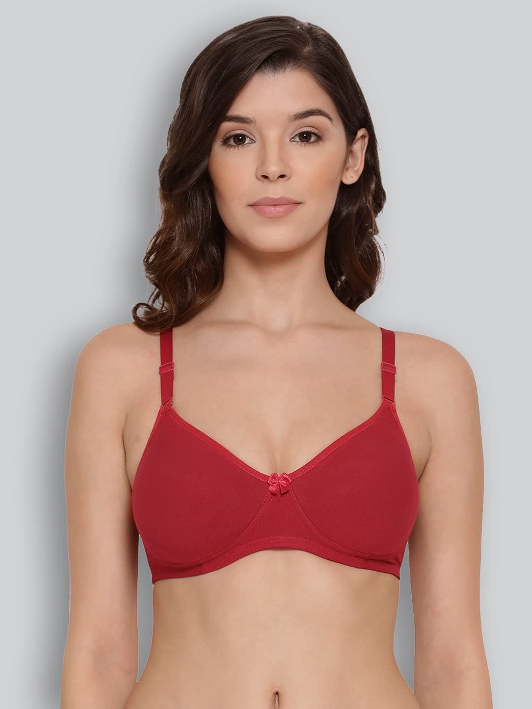 Lyra Women's Cotton Non-Padded Secret Support BRA-514 Full Coverage Bra 514_1PC_POPPYRED_32B Red